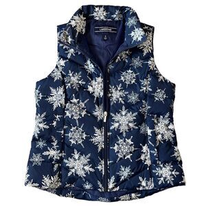 Lands' End Snowflake Puffer Vest Down Fill Winter